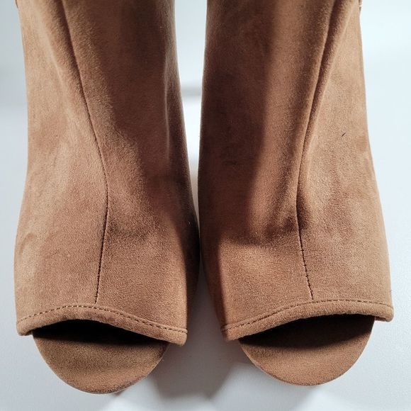 Madden Girl Tan Peep Toe Stiletto Ankle Boots with Tassels - Picture 15 of 15